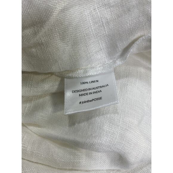 Posse Exclusive White 'Ducky' Oversized Paperbag-Waist Linen Shorts Size S - Picture 5 of 5